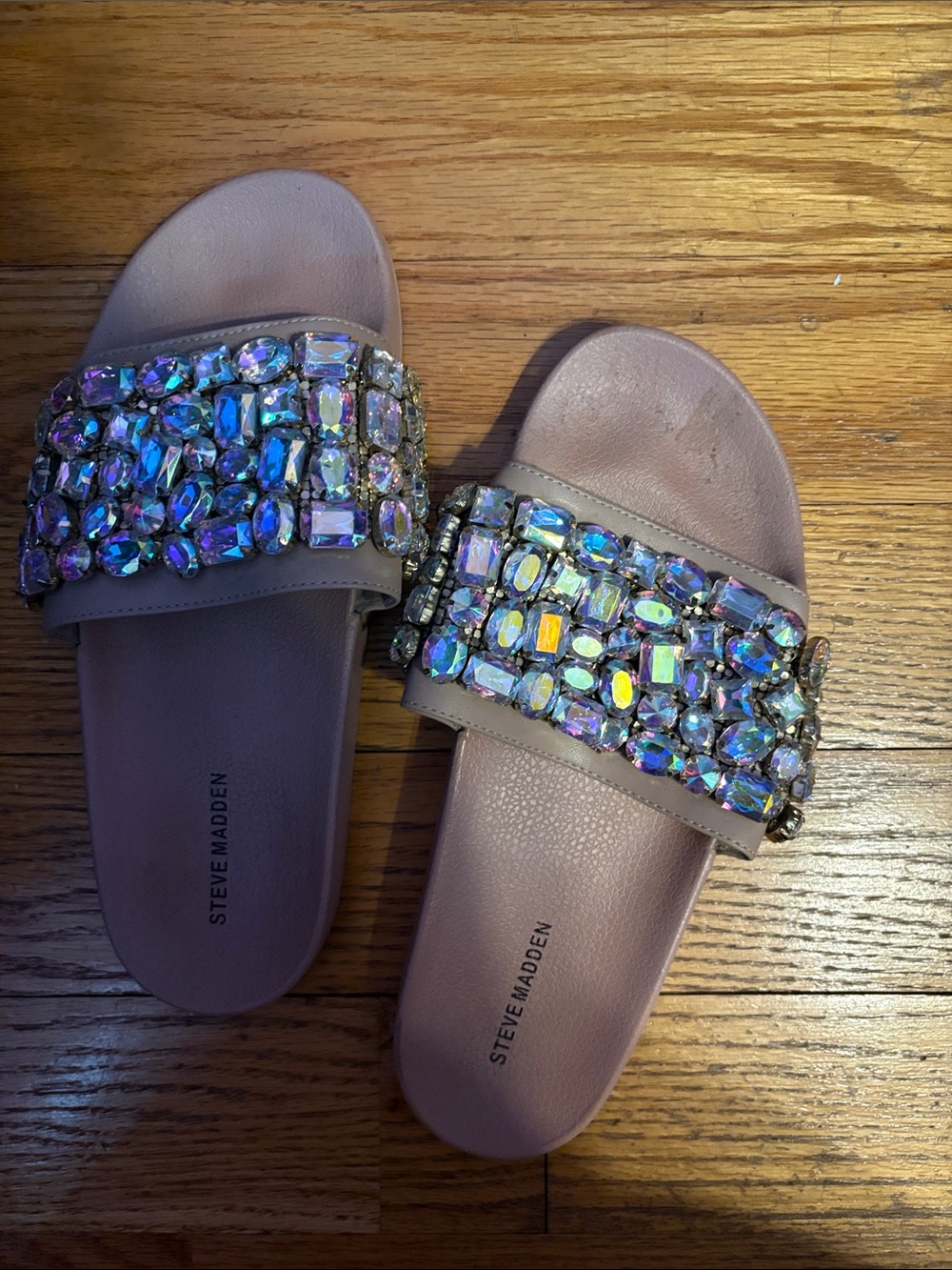 Steve Madden Blush Pink Jeweled Slide Sandals - Picture 3 of 3
